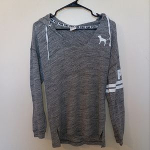 Heather Grey Victoria Secret Dog logo pull over hoodie